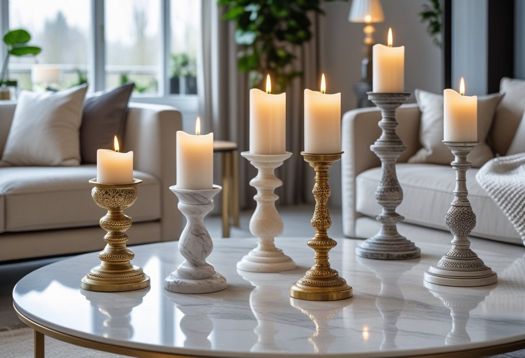 Saadan skaber du en stilfuld stue med marmor og smukke lysestager i forskellige designs